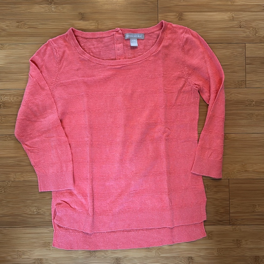 Banana Republic Striped Coral Knit Top